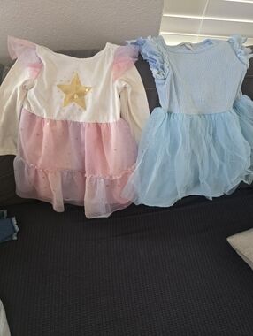 Cat & Jack Pink, Blue and Gold Tulle Dress Costume Duo